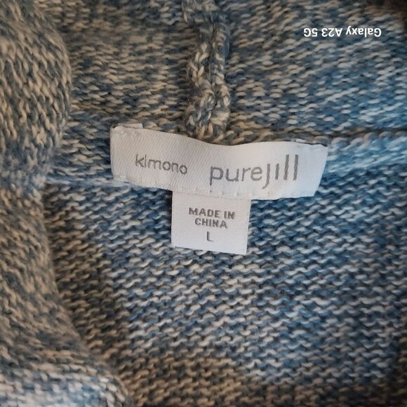 Pure Jill Kimono Turtleneck Sweater L Blue Cotton Modal Cashmere Blend Cozycore - Picture 2 of 7